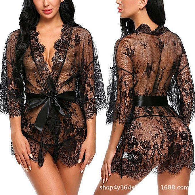 Lace Babydoll Dress Lingerie Sexy Mini Nightdress Mesh Wedding Nightgown Bridal Nightdress